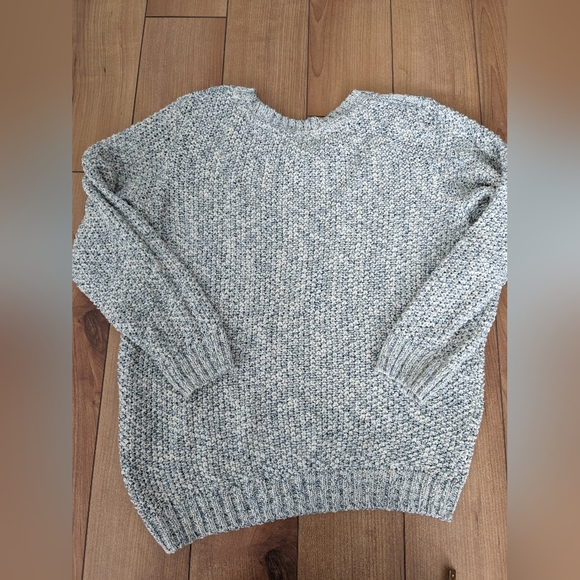 Cotton Blend Knit Sweater 3/4 Sleeves Blue & Cream Size S Cortefiel Brand - Picture 7 of 7